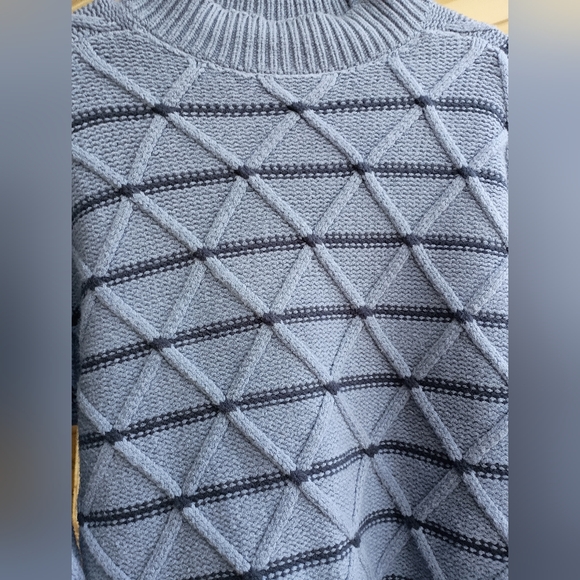 NWOT Anne Taylor Weekend Edition Blue Diamond Knit Sweater_Med - Picture 6 of 10